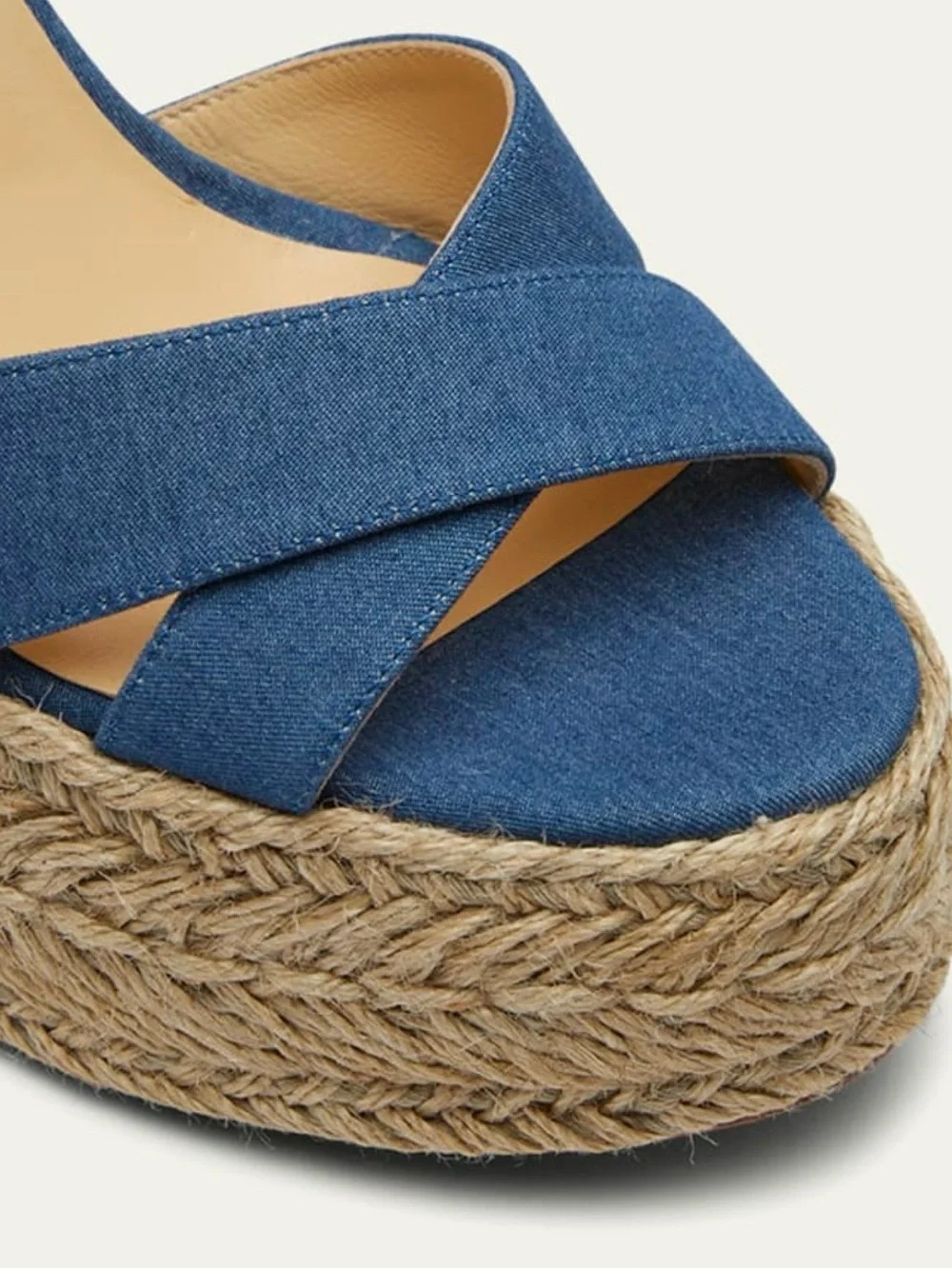 Christian Louboutin Mariza Zeppa 130 Denin Criss-Cross Espadrille Sandals
